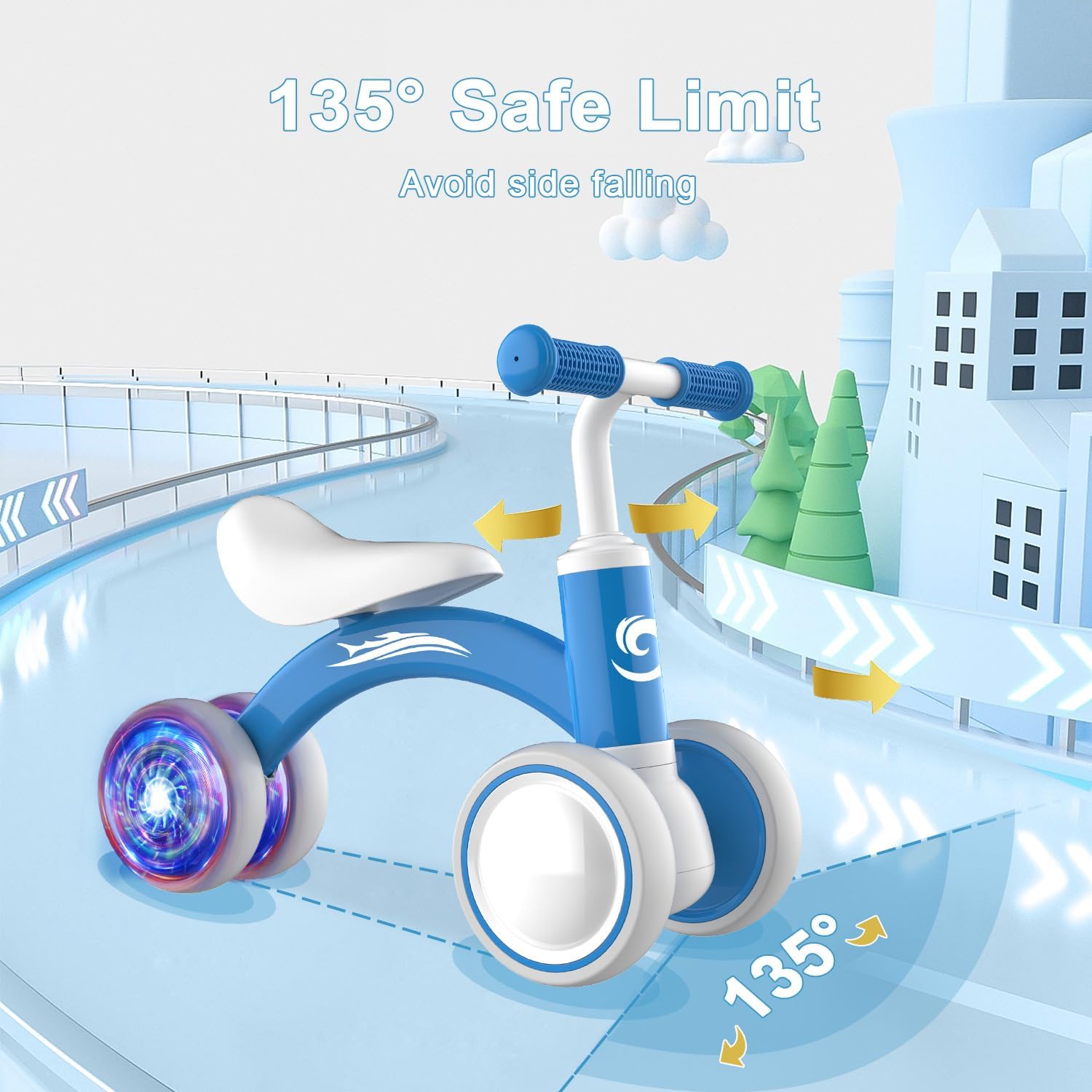 Colorful Lighting Baby Balance Bike Toys for 1 Year Old Girl Gifts, 10-36 Month Toddler Balance Bike, No Pedal 4 Silence Wheels & Soft Seat Pre-School First Riding on Toys, 1st Birthday Gifts.