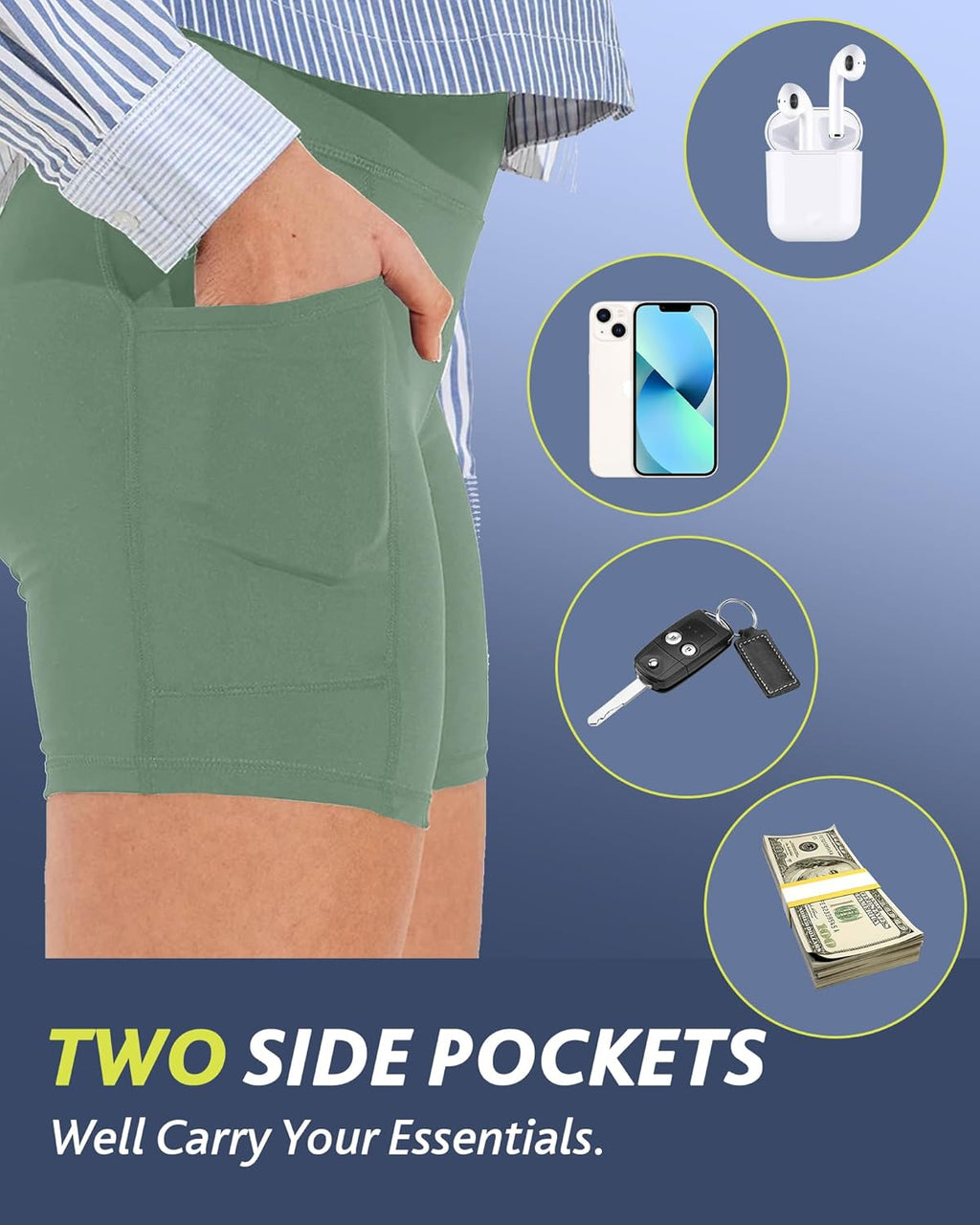 CAMPSNAIL Biker Shorts Women with Pockets - 3"/5"/8" High Waisted Workout Spandex Tummy Control Gym Running Yoga Shorts