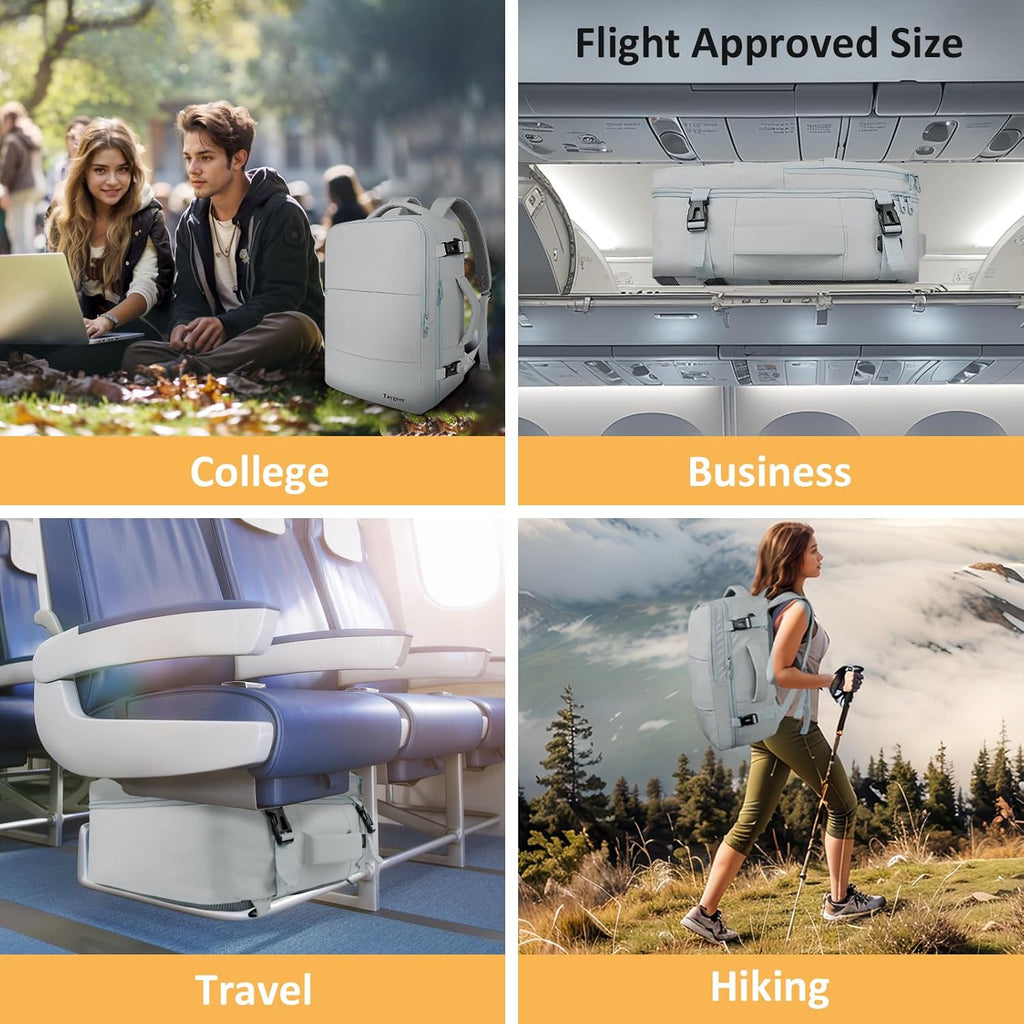 Taygeer Travel Backpack for Women, Carry On Backpack with USB Charging Port & Shoe Pouch, TSA 15.6inch Laptop Mochila Flight Approved, Nurse Bag Casual Daypack for Weekender Business Hiking, Pink