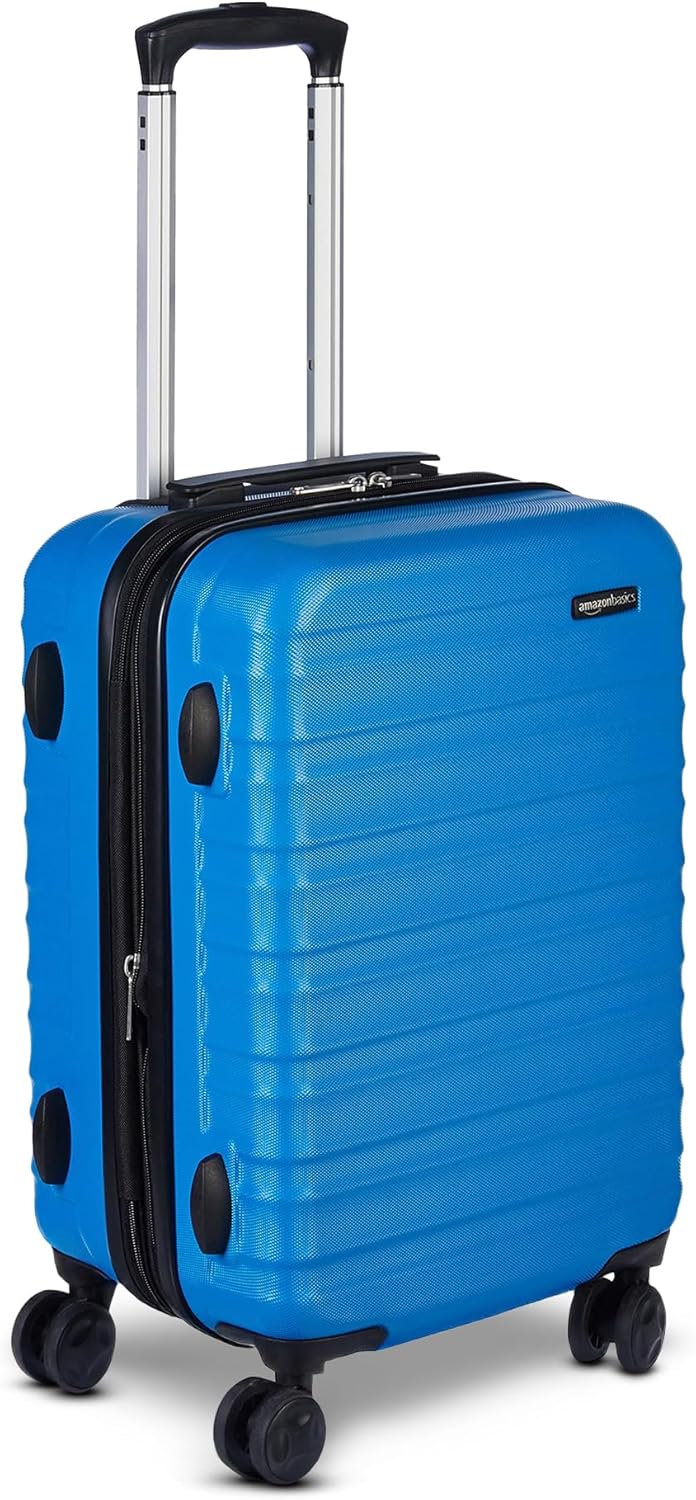 Basics 21" Hardside Carry-On Luggage, Hardshell Suitcase With Wheels, Expandable For Up to 25% More Space, With Scratch-Resistant Surface, Four Multi-directional Wheels, Black
