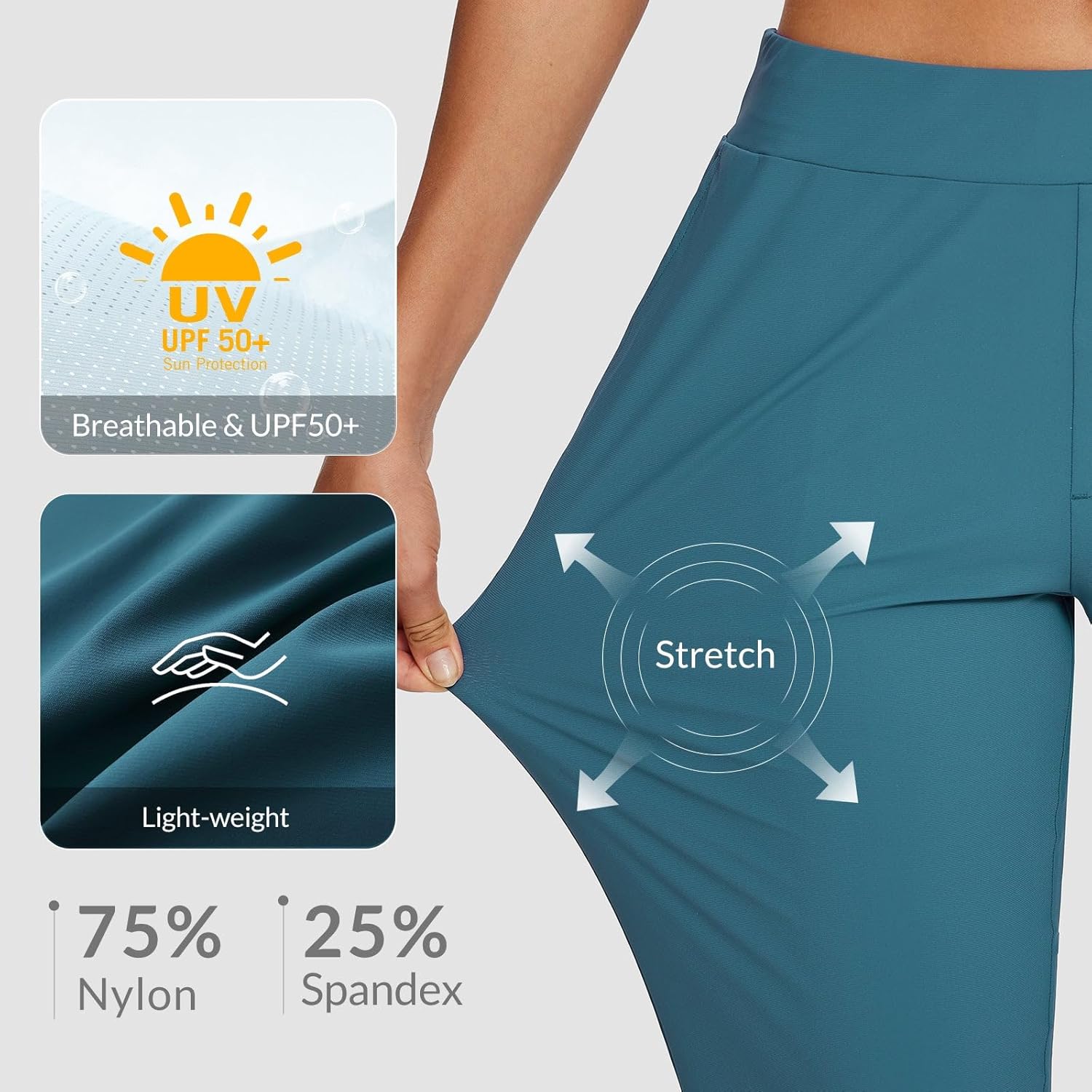 baleaf Womens Travel Pants Lightweight Stretch with Zipper Pockets Petite Ankle Dressy Golf Work Business Casual Slacks