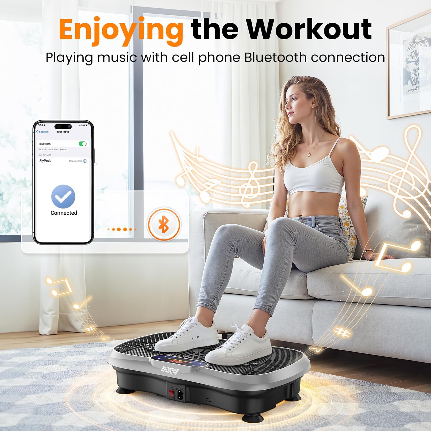 AXV Vibration Plate Fitness Platform Exercise Machine Vibrating Shaking Full Body Shaker Workout Vibrate Stand Shake Board Sport Gym for Weight Loss Fat Burner for Women Men