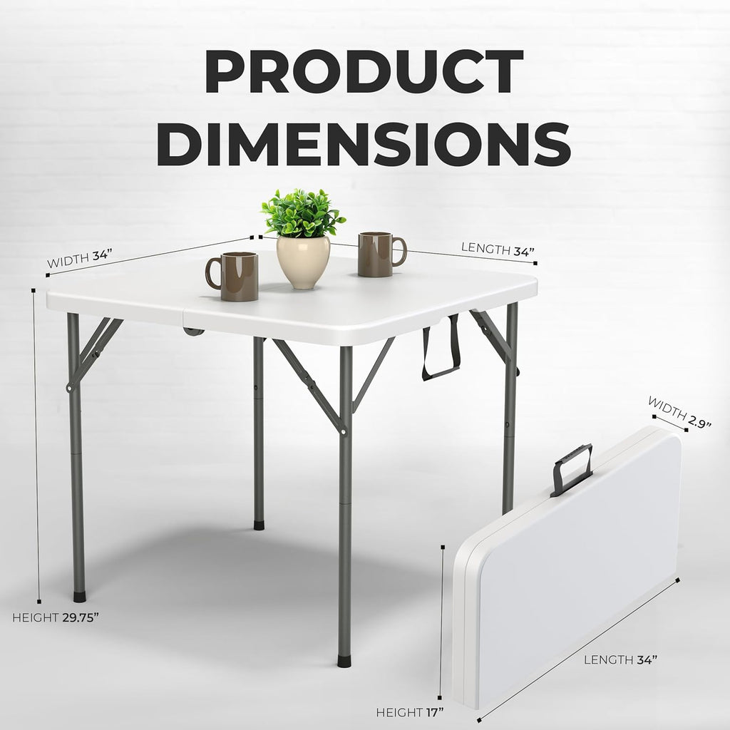 6 Feet Foldable Table with Built in Handle & Steel Legs | Heavy Duty Portable | Perfect for Party, Dining, Wedding, Events, Picnic Indoor, Outdoor, Camping, Utility, Folding