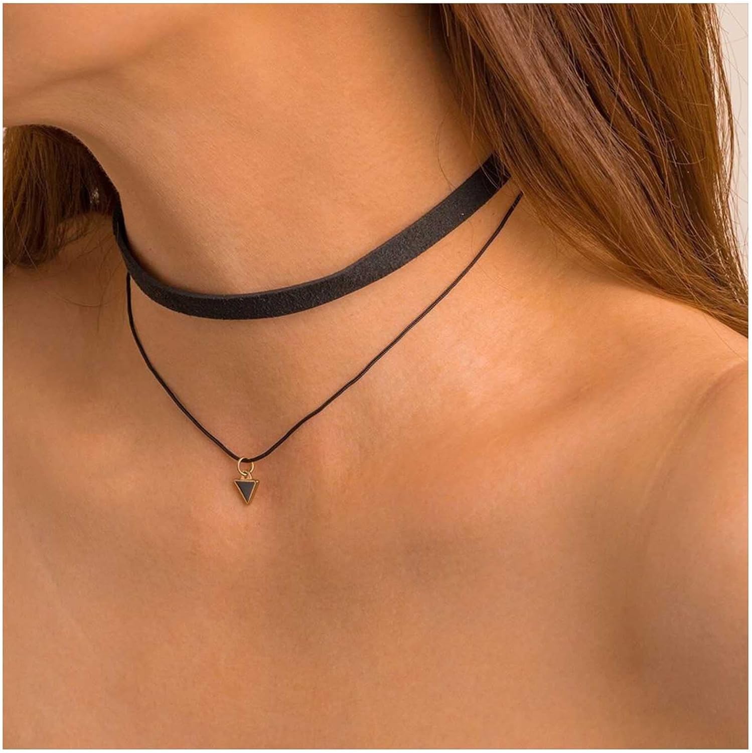Fesciory Black Necklaces for Women, Adjustable Layered Velvet Leather Lace Collar Necklace, Goth Jewelry Gifts.