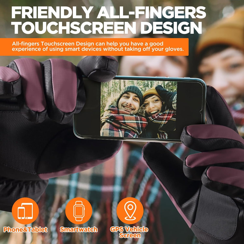 rivmount Winter Waterproof Ski Snow Warm Gloves for Women Men, Windproof Cold Weather Thermal with Touchscreen Fingers, for Running Driving Cycling Hiking Biking Outdoor Sports Daily Work