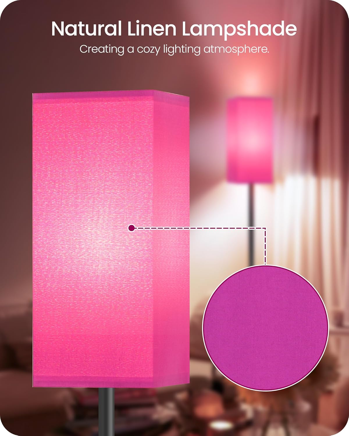 64.6" Floor Lamp, Pole with Foot Switch, Modern Standing Lamp Lampshade, Minimalist Freestanding Lamp (Bulb Not Included), for Living Room, Bedroom Office ETL Listed, Black and Beige E07LD05