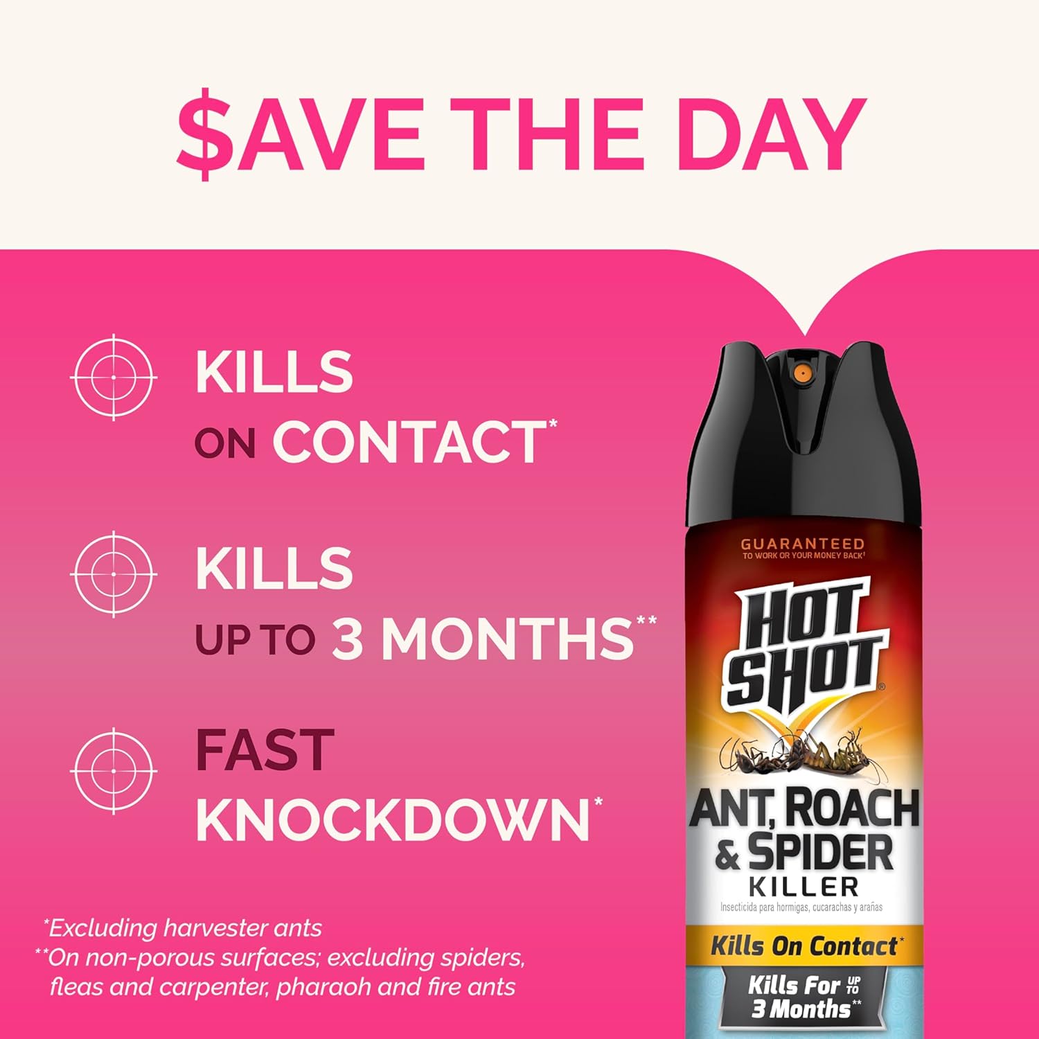 Hot Shot Ant, Roach & Spider Killer, Kills Insects Indoors and Outdoors, Kills Roaches and Listed Ants on Contact, Insecticide Spray, 17.5 Ounce (Crisp Linen)