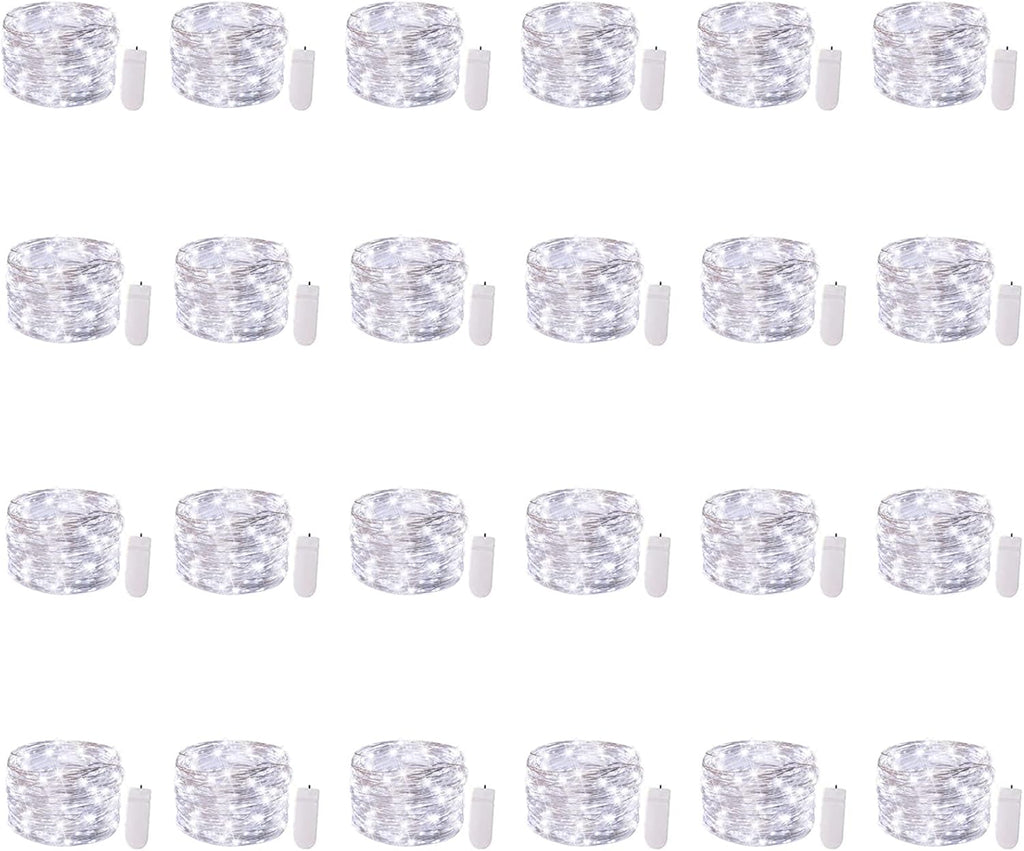 Brightown 12 Pack LED Fairy Lights Battery Operated String Lights - 7ft 20LED Waterproof Silver Wire Firefly Starry Moon Lights for DIY Crafts Wedding Table Centerpieces Party Bedroom Christmas