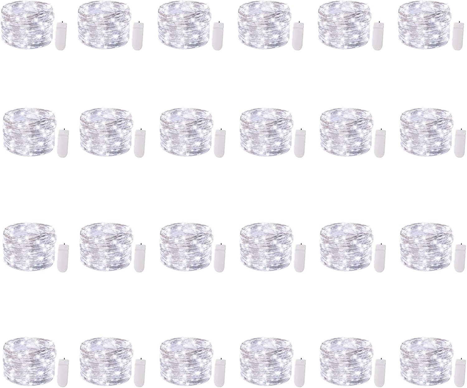 Brightown 12 Pack LED Fairy Lights Battery Operated String Lights - 7ft 20LED Waterproof Silver Wire Firefly Starry Moon Lights for DIY Crafts Wedding Table Centerpieces Party Bedroom Christmas