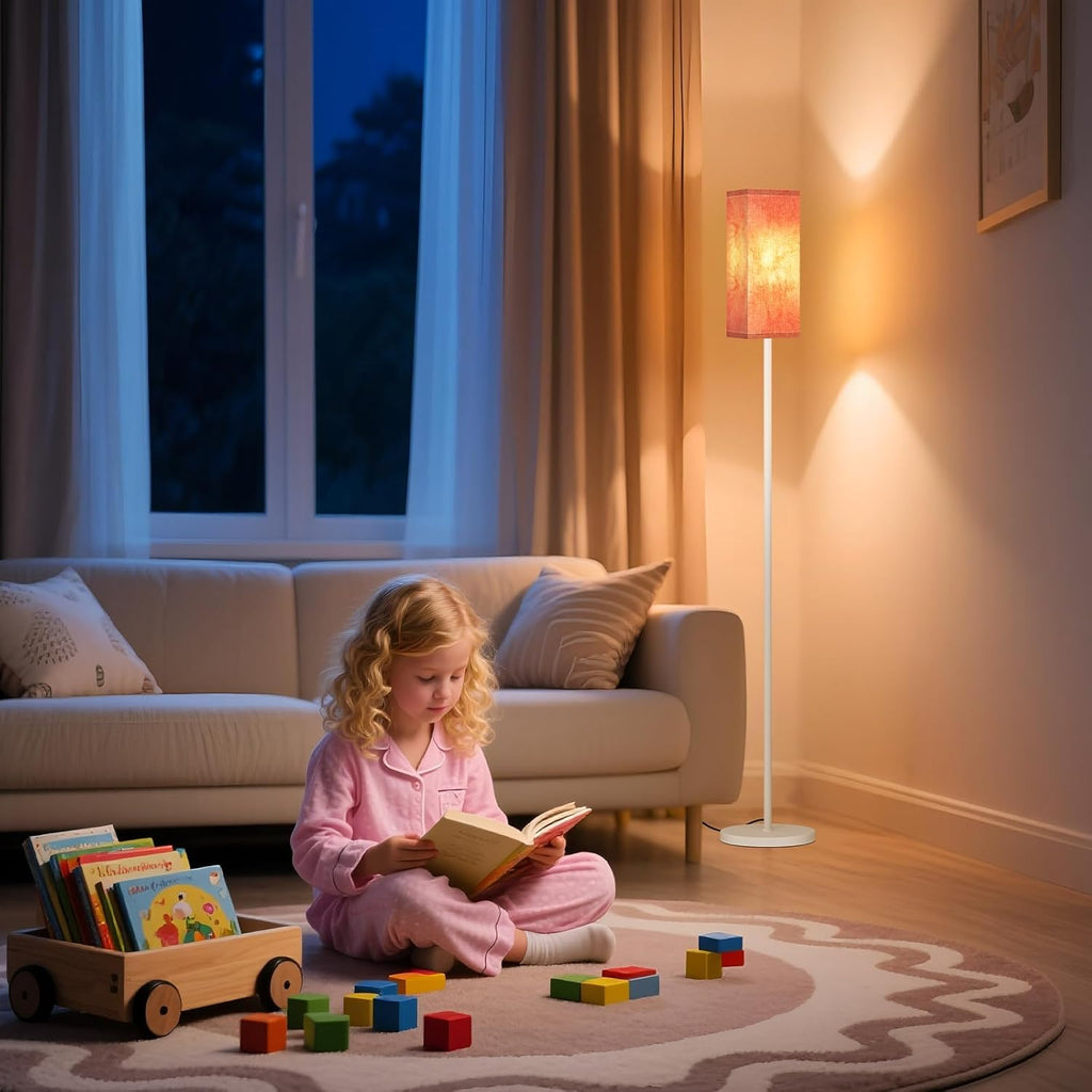 64.6" Floor Lamp, Pole with Foot Switch, Modern Standing Lamp Lampshade, Minimalist Freestanding Lamp (Bulb Not Included), for Living Room, Bedroom Office ETL Listed, Black and Beige E07LD05