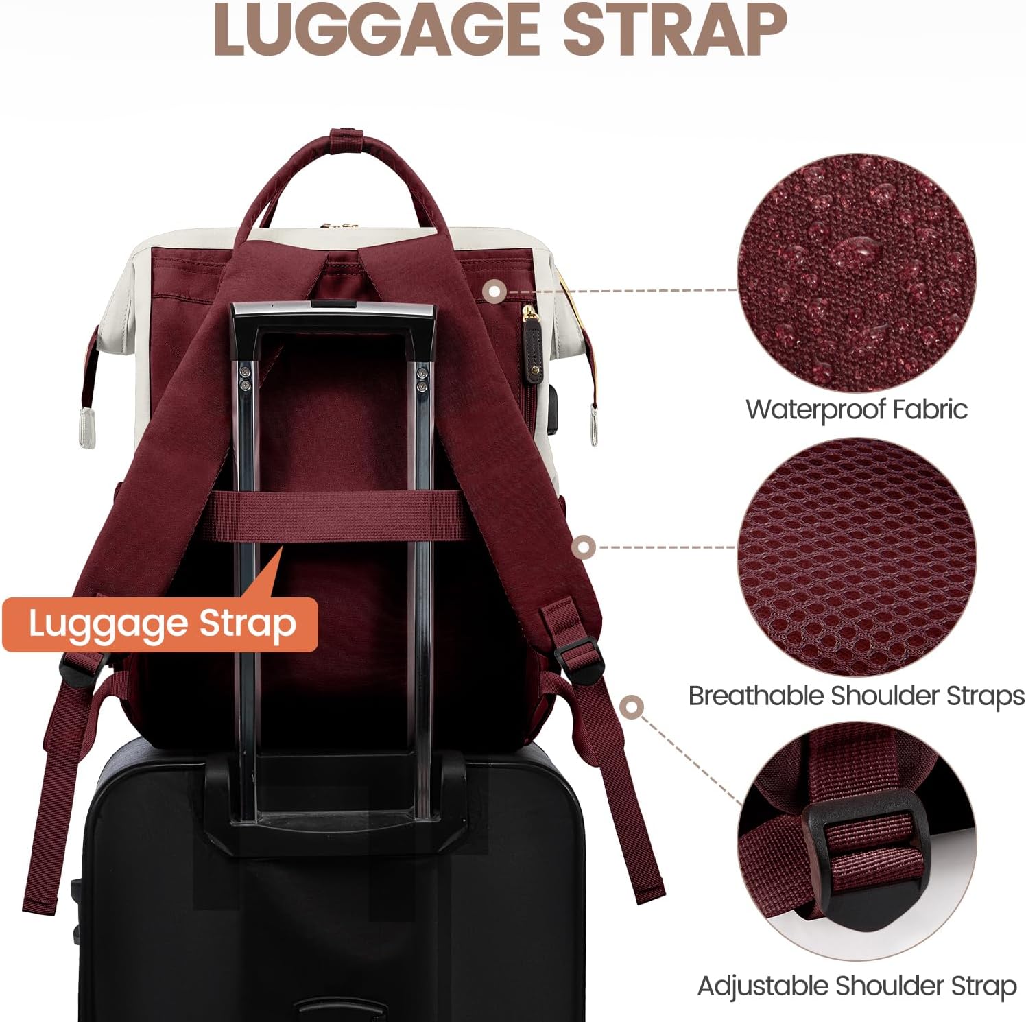 LOVEVOOK Laptop Backpack for Women, 15.6 Inch Work Business Backpacks Purse With Large Capacity, Waterproof Nurse Bag College Bookbag for School, Waterproof Casual Daypack for Travel