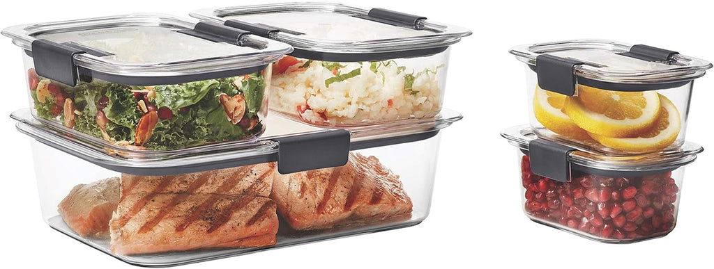Rubbermaid Brilliance Food Storage Containers BPA Free Airtight Lids Ideal for Lunch Meal Prep & Leftovers Set of 5 (3.2 Cup)