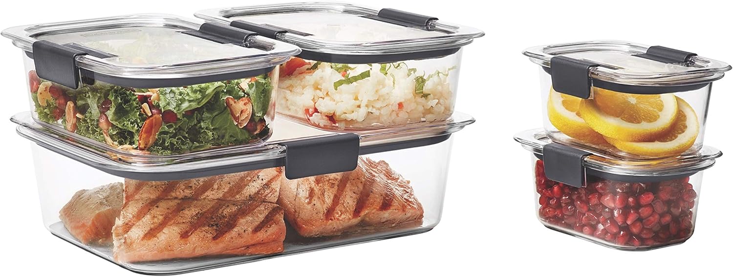 Rubbermaid Brilliance Food Storage Containers BPA Free Airtight Lids Ideal for Lunch Meal Prep & Leftovers Set of 5 (3.2 Cup)