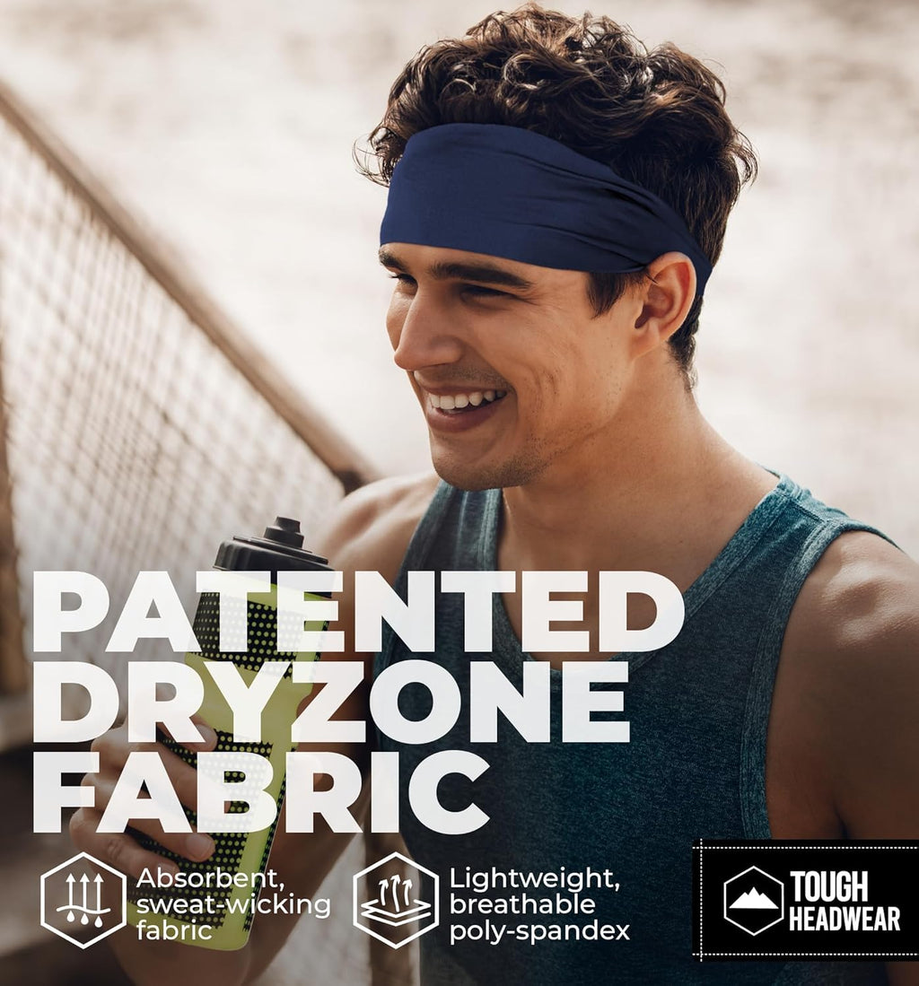 Tough Outfitters Headband for Men - Mens Headbands - Working Out Sports Performance Head Bands - Athletic Cycling Running Sweat Band, Football Headbands - Sweat Bands Men/Women