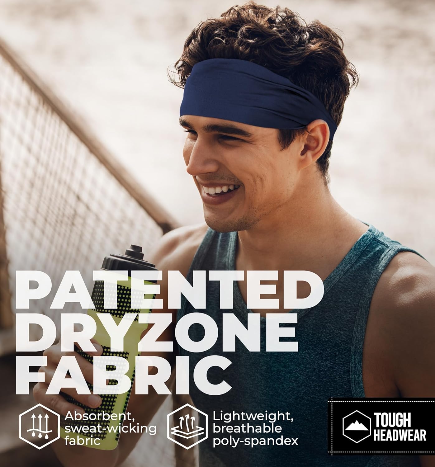 Tough Outfitters Headband for Men - Mens Headbands - Working Out Sports Performance Head Bands - Athletic Cycling Running Sweat Band, Football Headbands - Sweat Bands Men/Women