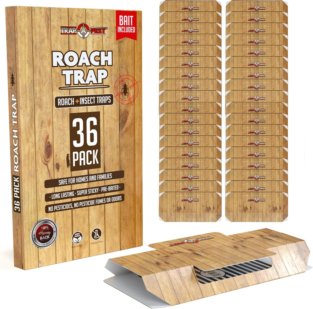 Roach Traps Indoor Sticky (18 Pack) - Glue Traps for Roaches Bug Traps with Roach Bait Traps - Long Lasting Non-Toxic Children and Pet Friendly - Trap a Pest