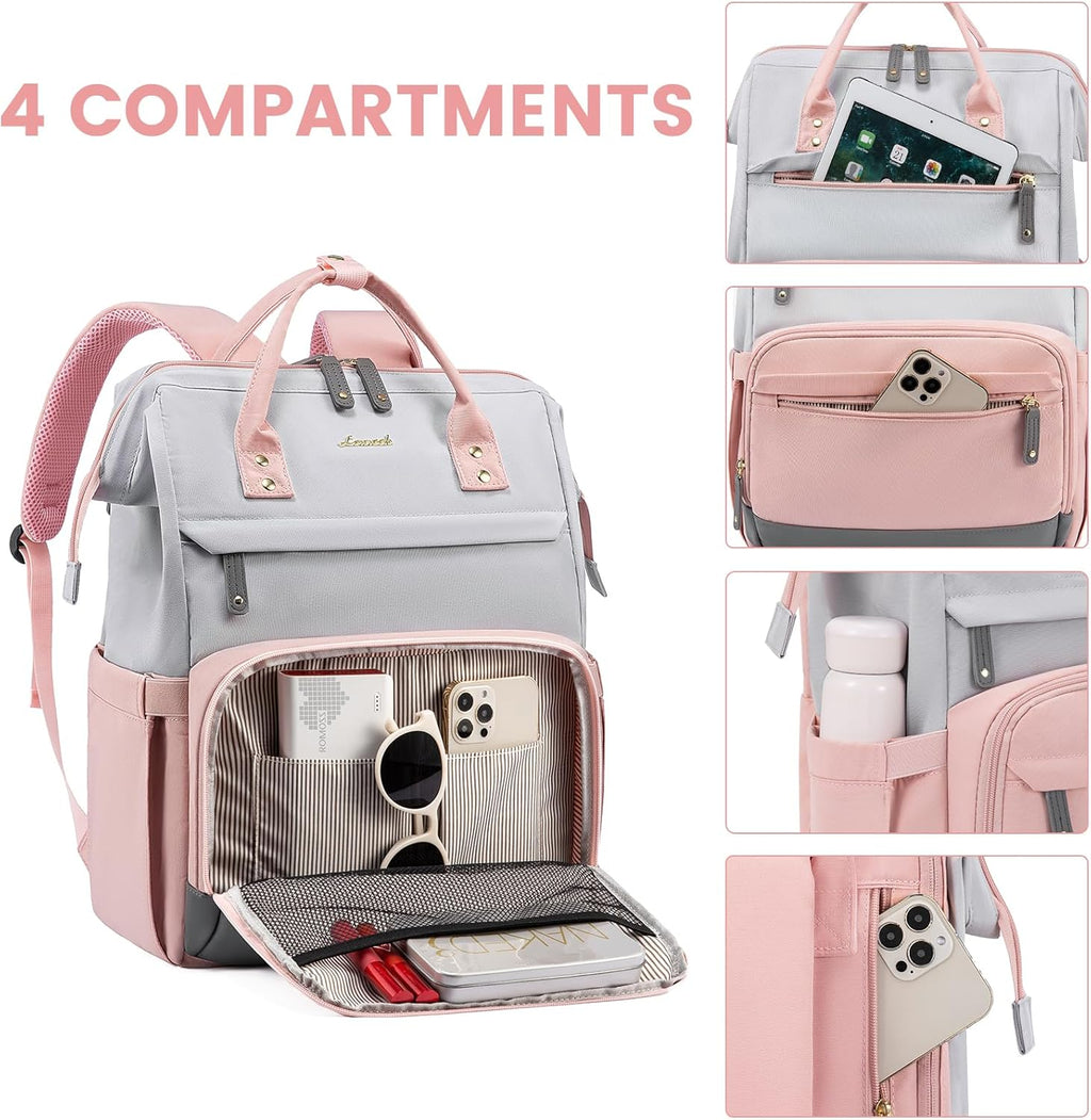 LOVEVOOK Laptop Backpack for Women, 15.6 Inch Work Business Backpacks Purse With Large Capacity, Waterproof Nurse Bag College Bookbag for School, Waterproof Casual Daypack for Travel