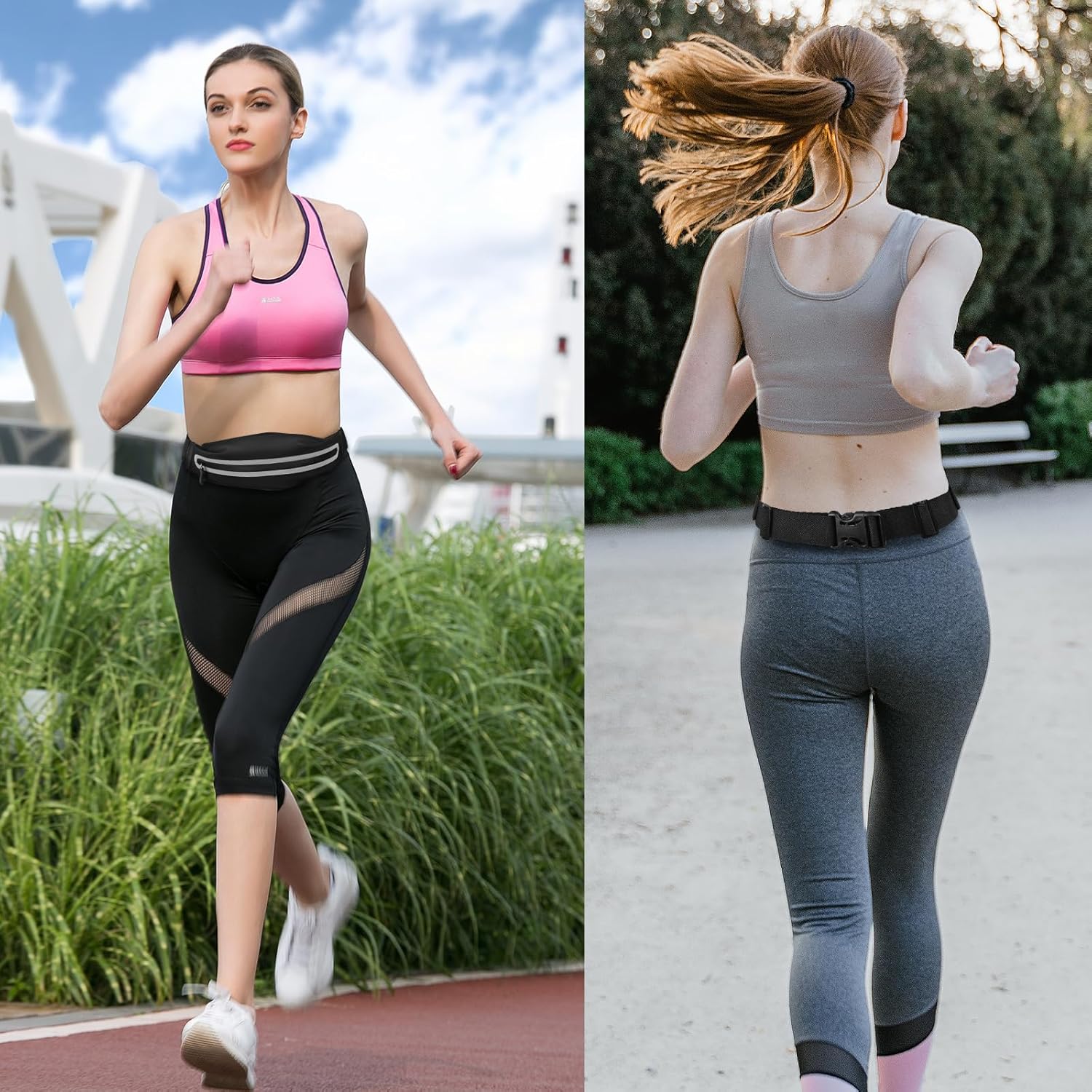 Running Belt Fanny Pack, Running Waist Pack for Women & Men USA Patented Hands-Free Reflective Runner Pouch Belt Fitness Workout Bag No-Bounce Adjustable Sport Travel Fanny Pack Cell