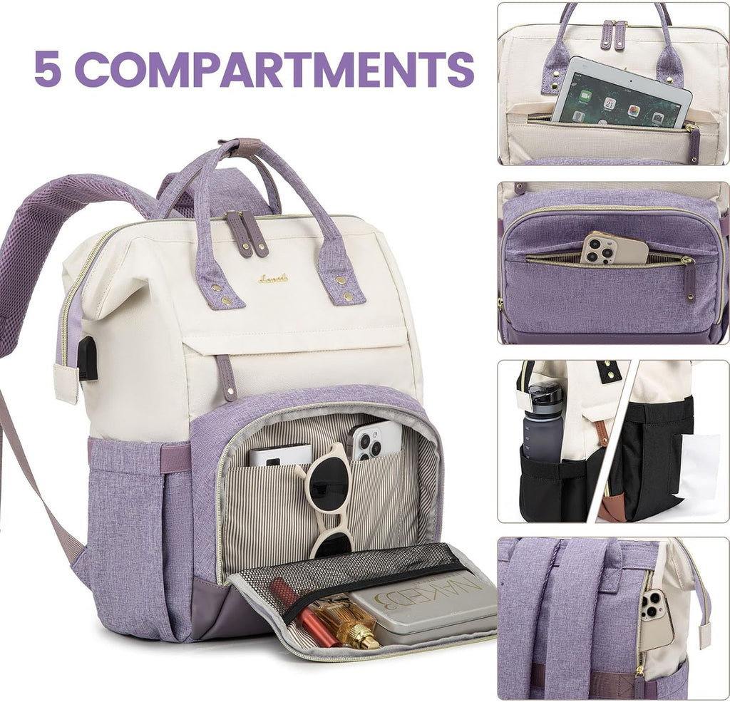 LOVEVOOK Laptop Backpack for Women, 15.6 Inch Work Business Backpacks Purse With Large Capacity, Waterproof Nurse Bag College Bookbag for School, Waterproof Casual Daypack for Travel