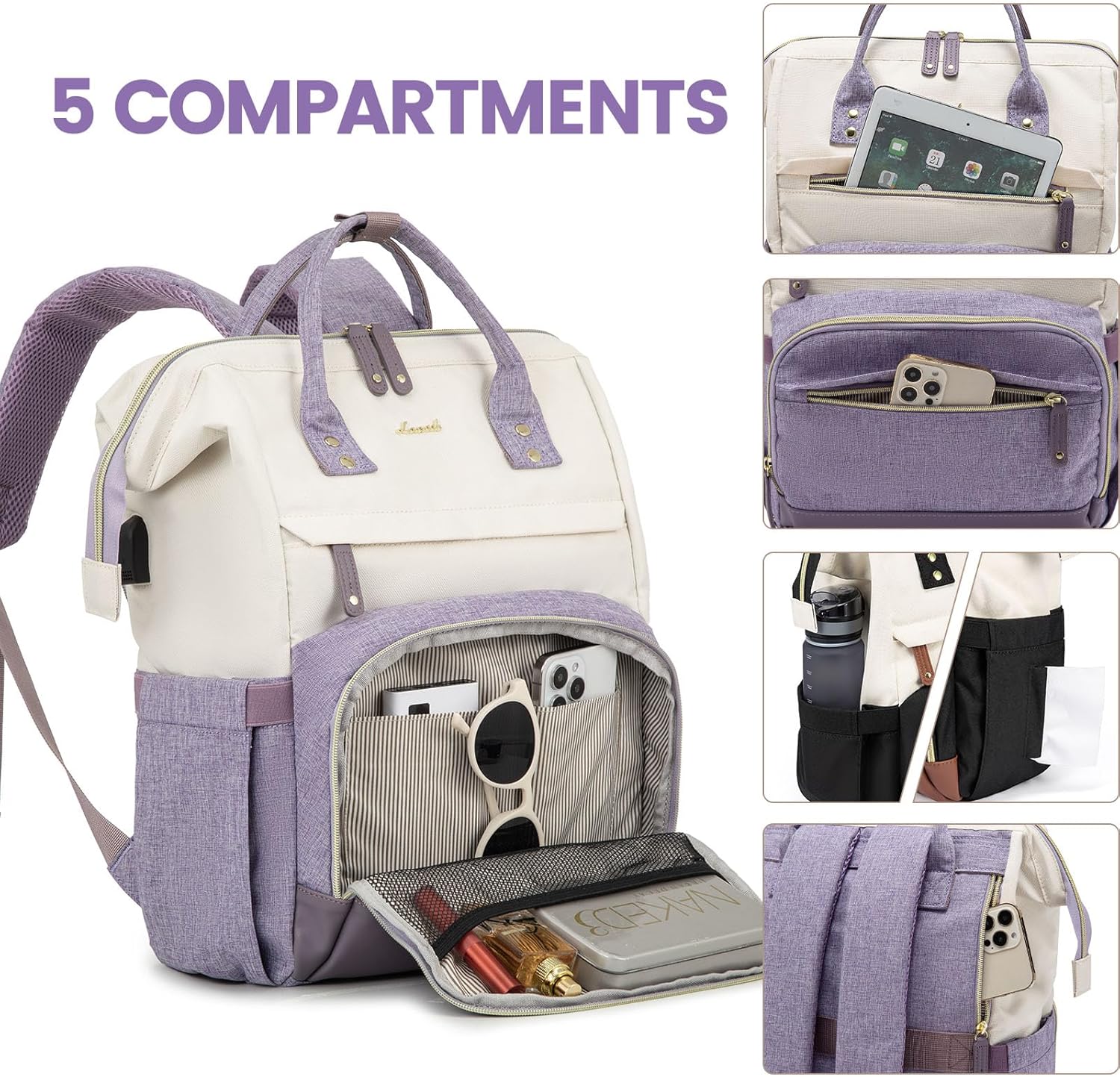 LOVEVOOK Laptop Backpack for Women, 15.6 Inch Work Business Backpacks Purse With Large Capacity, Waterproof Nurse Bag College Bookbag for School, Waterproof Casual Daypack for Travel