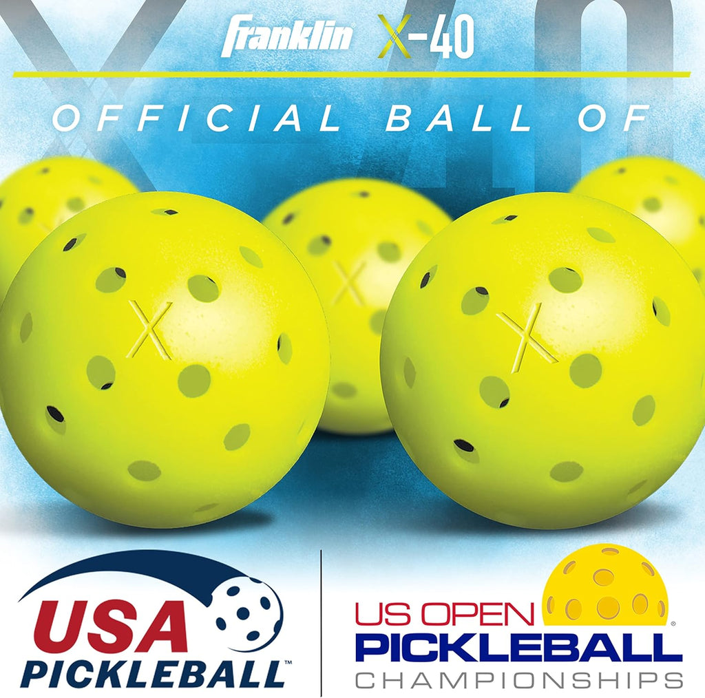 Franklin Sports X-40 Outdoor Pickleballs - Official Ball of USA Pickleball, APP Tour + US Open - Regulation Size