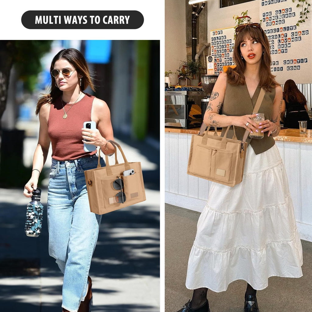 Tote Bags for Women Canvas Tote Purse Crossbody with Pockets Top Handle Shoulder Satchel Bag for Women