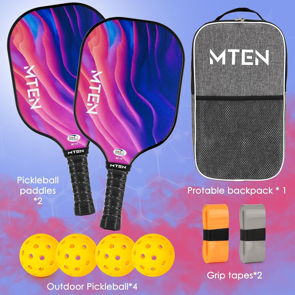 Pickleball Paddles, USAPA Approved Fiberglass Surface Pickleball Set with Pickleball Rackets, Pickleball Paddles Set for Men Women