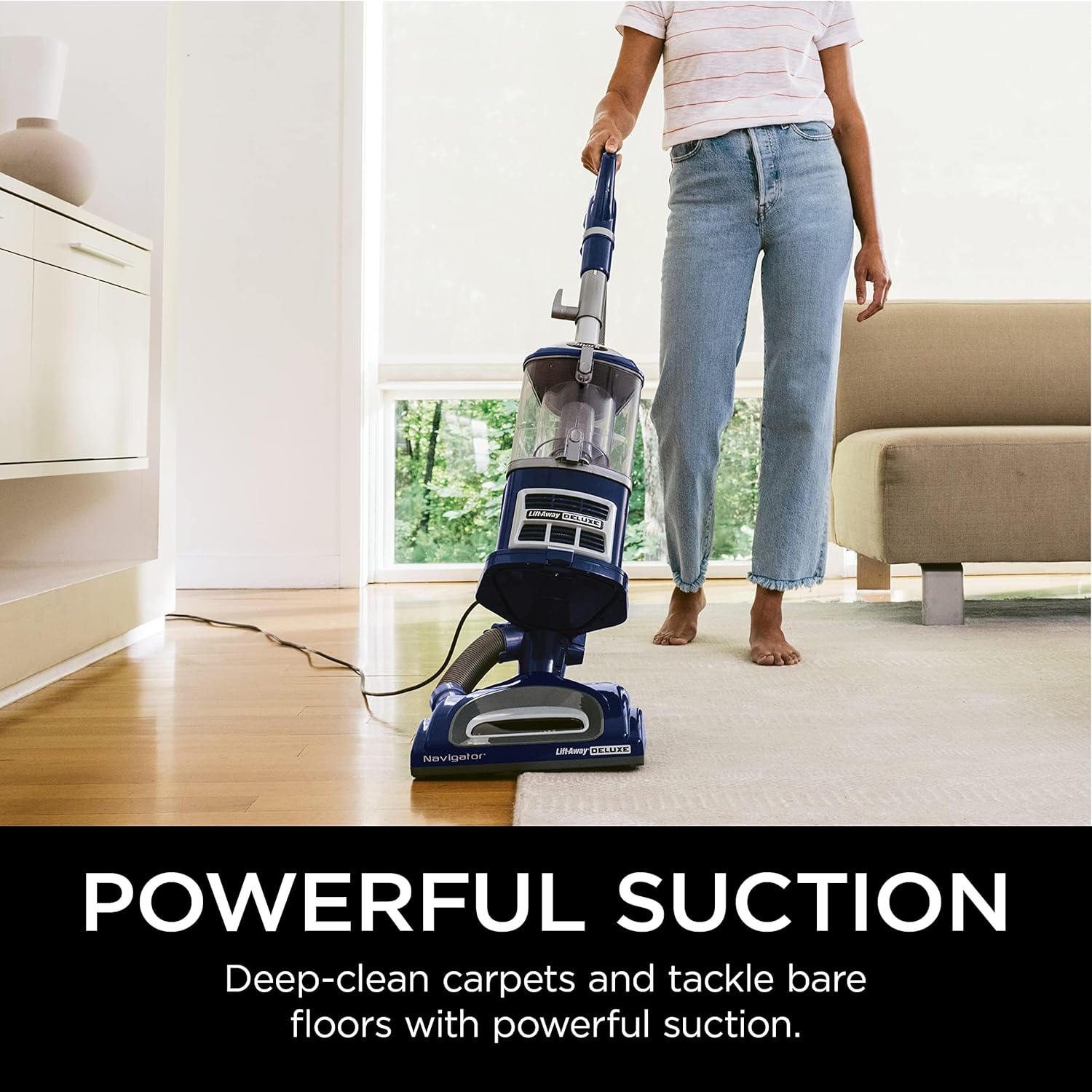 Shark NV352 Navigator Lift Away Upright Vacuum, Hepa Filter, Anti-Allergen Technology, Swivel Steering, Ideal for Carpet, Stairs, & Bare Floors, with Wide Upholstery & Crevice Tools, Lavender