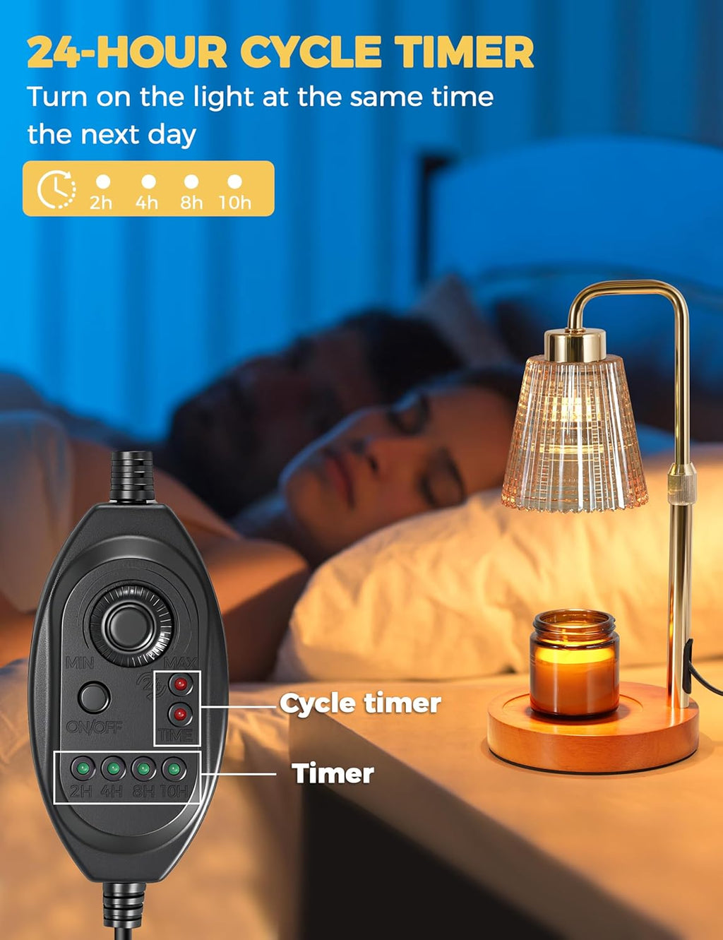 Candle Warmer Lamp with Timer Dimmable, Birthday Gifts for Women Mom, House Warming Gifts New Home Decor, Wax Melt Warmer for Jar Candles with 2 Bulbs