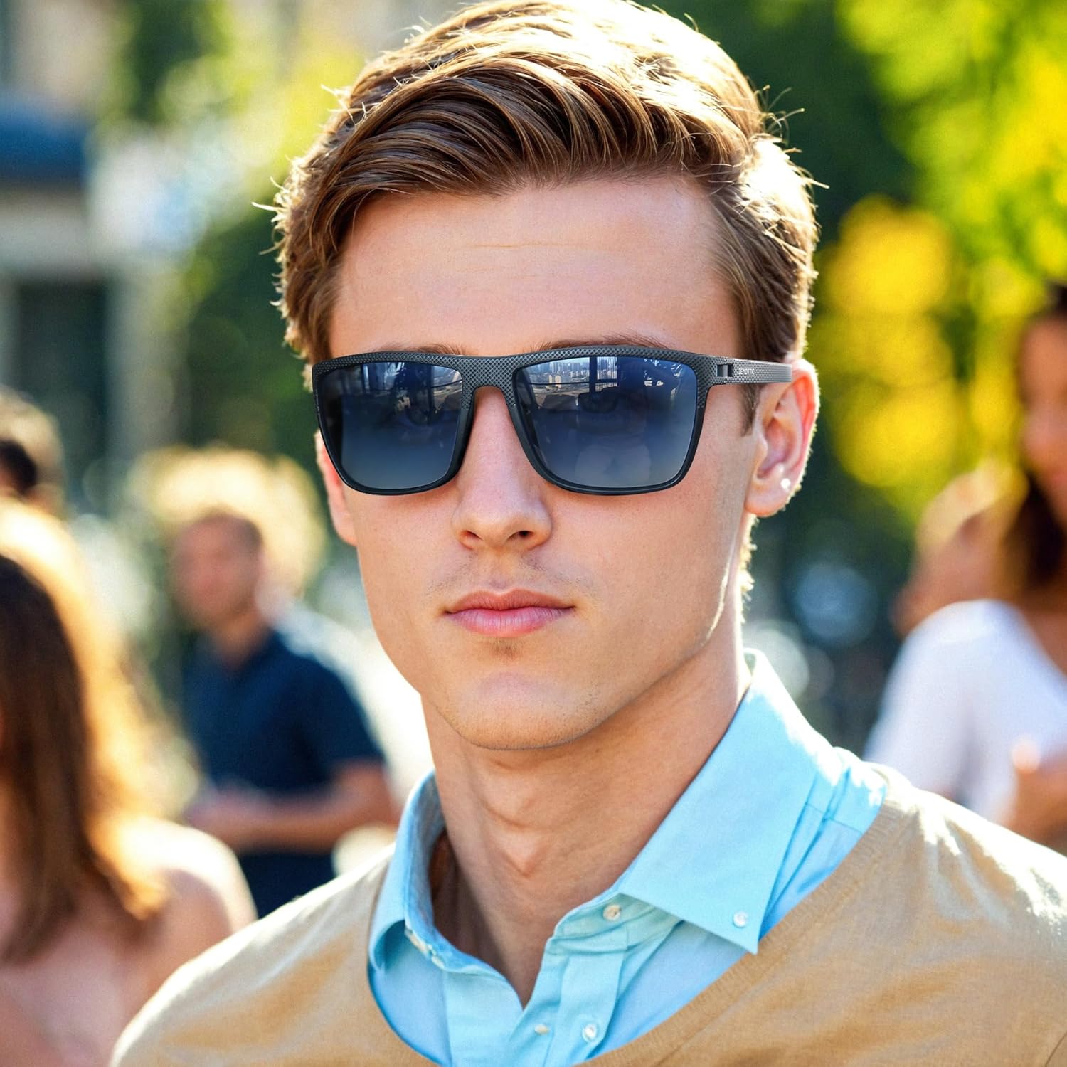 ZENOTTIC Polarized Sunglasses for Men Lightweight TR90 Frame UV400 Protection Square Sun Glasses