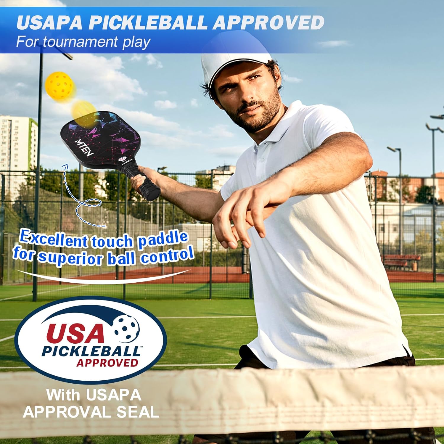 Pickleball Paddles, USAPA Approved Fiberglass Surface Pickleball Set with Pickleball Rackets, Pickleball Paddles Set for Men Women