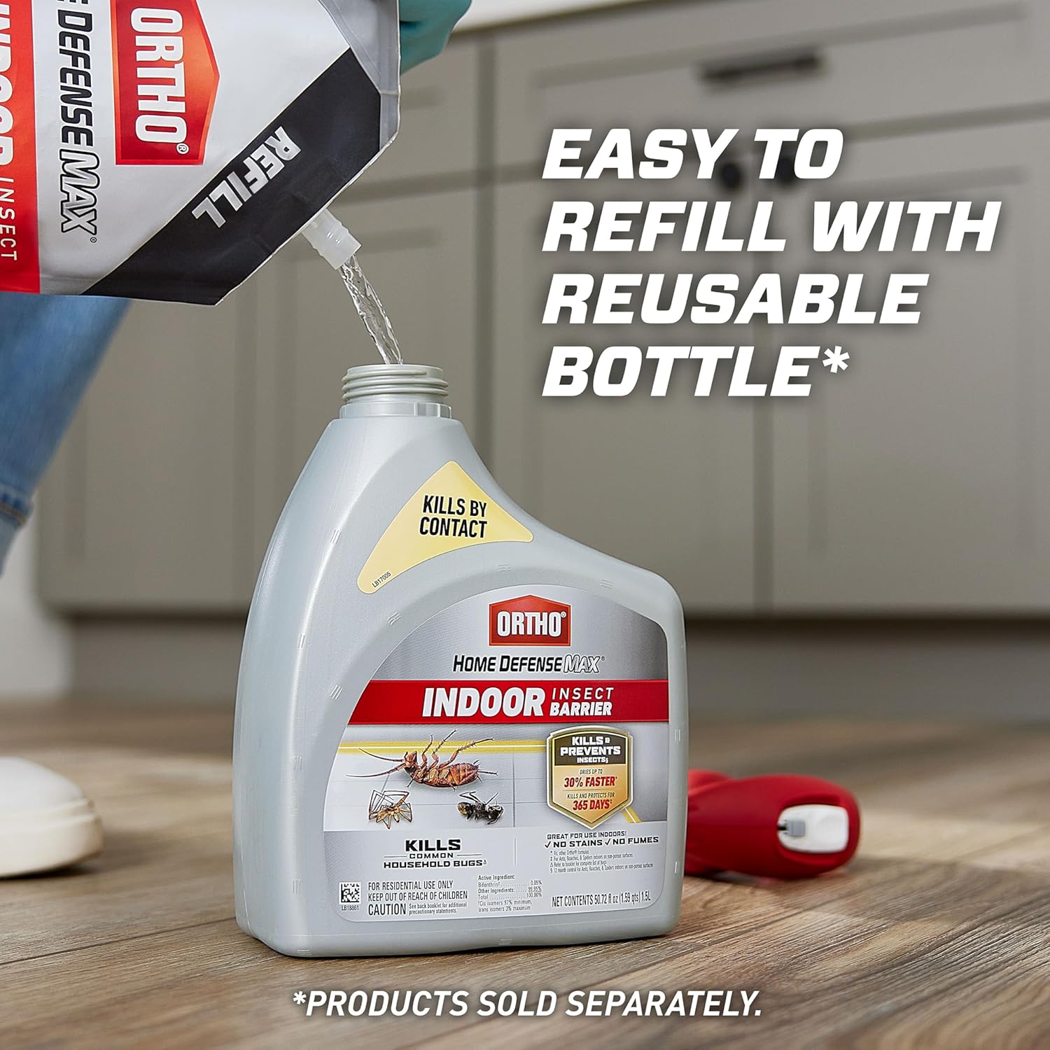 Ortho Home Defense Max Indoor Insect Barrier with Extended Reach Comfort Wand, Kills Ants, Roaches, Spiders, Fleas and Ticks, 1 gal.