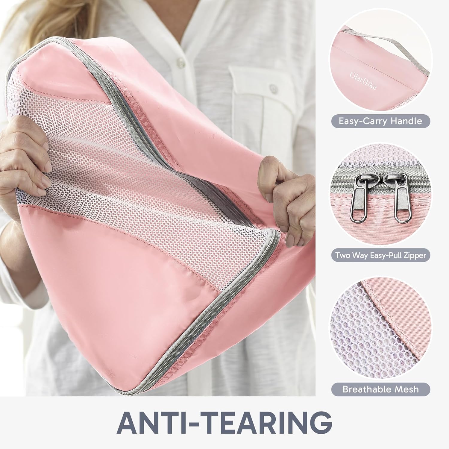 10 Set/8 Set Packing Cubes for Travel, Gifts for Women Mom,Anti-Tearing Suitcase Organizer for Luggage with Shoe & Hanging Toiletry Bag,OlarHike Vacation Essentials & Accessories for Cruise Ship,Cream