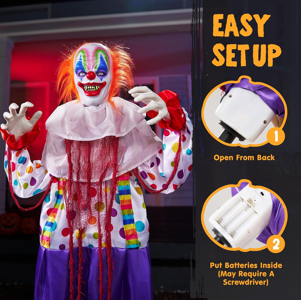 JOYIN 67" Halloween Decorations Outdoor Life Size Animatronics Grim Reaper with Chain, Sound-Actived Party Decor with Creepy Sound, Scary Haunted House Props for Garden Yard Lawn