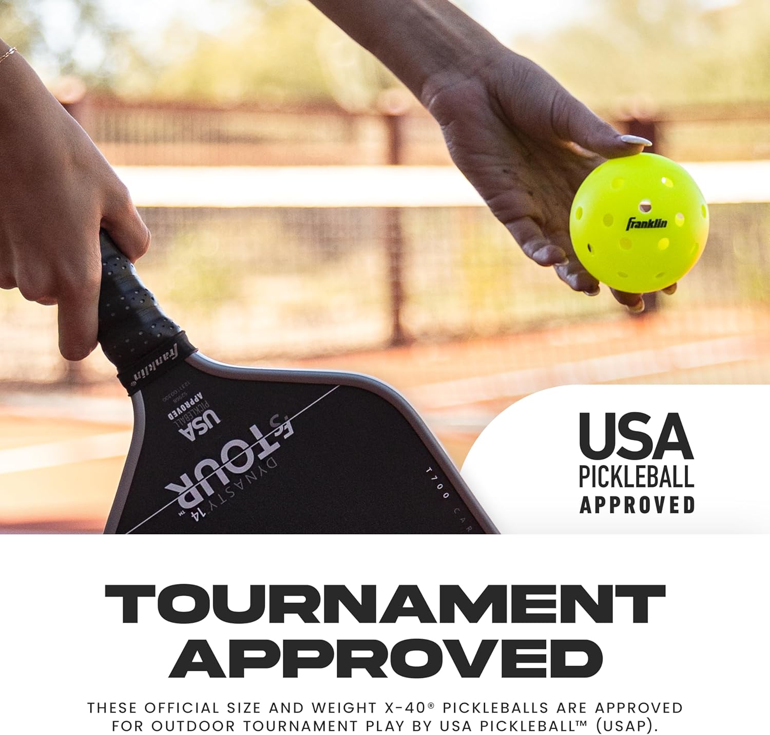 Franklin Sports X-40 Outdoor Pickleballs - Official Ball of USA Pickleball, APP Tour + US Open - Regulation Size