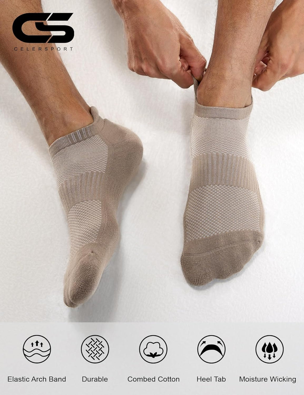CS CELERSPORT 6 Pairs Ankle Athletic Running Socks Low Cut Sports Tab Socks for Men and Women