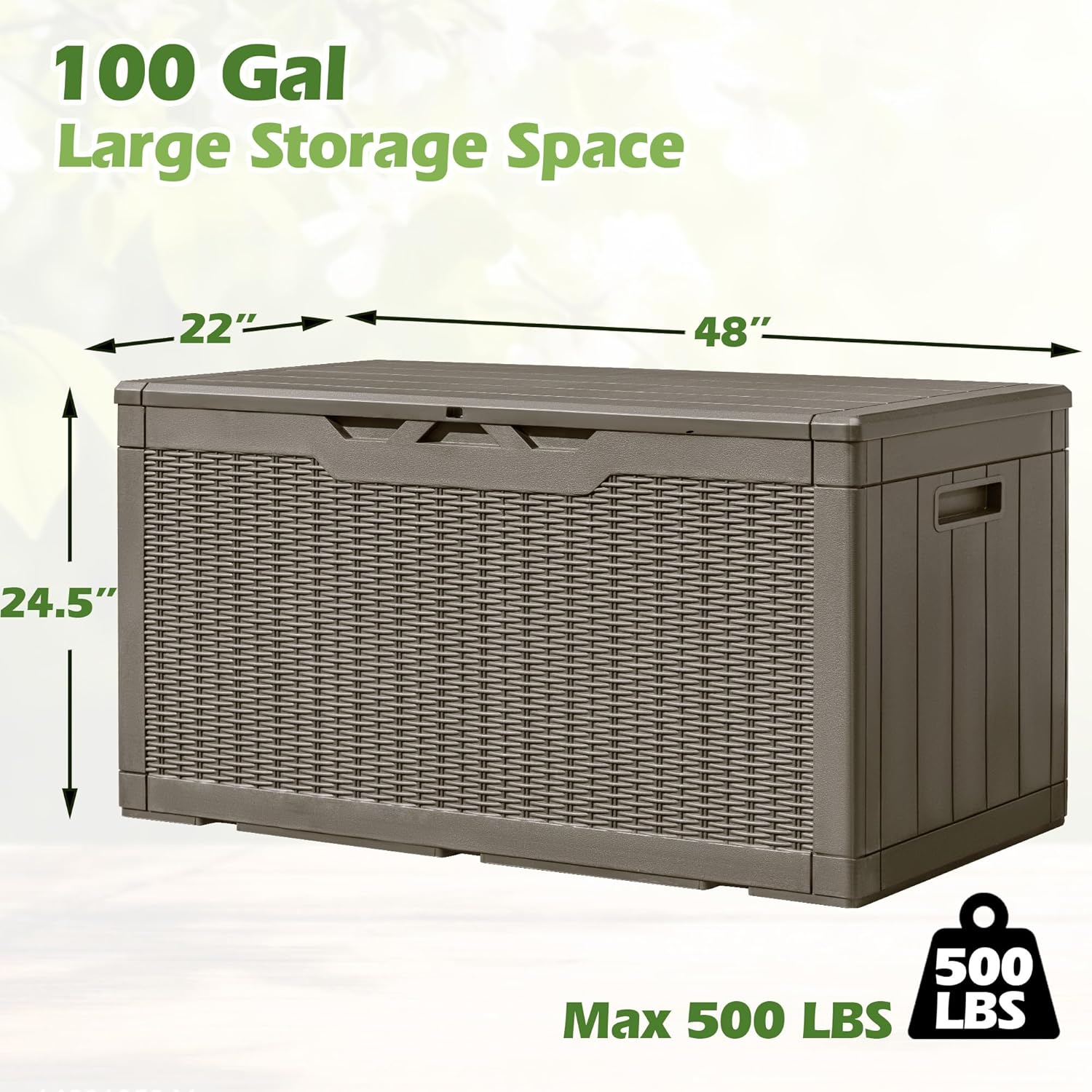 Greesum 31 Gallon Resin Deck Box Large Outdoor Storage for Patio Furniture, Garden Tools, Pool Supplies, Weatherproof and UV Resistant, Lockable, Dark Black