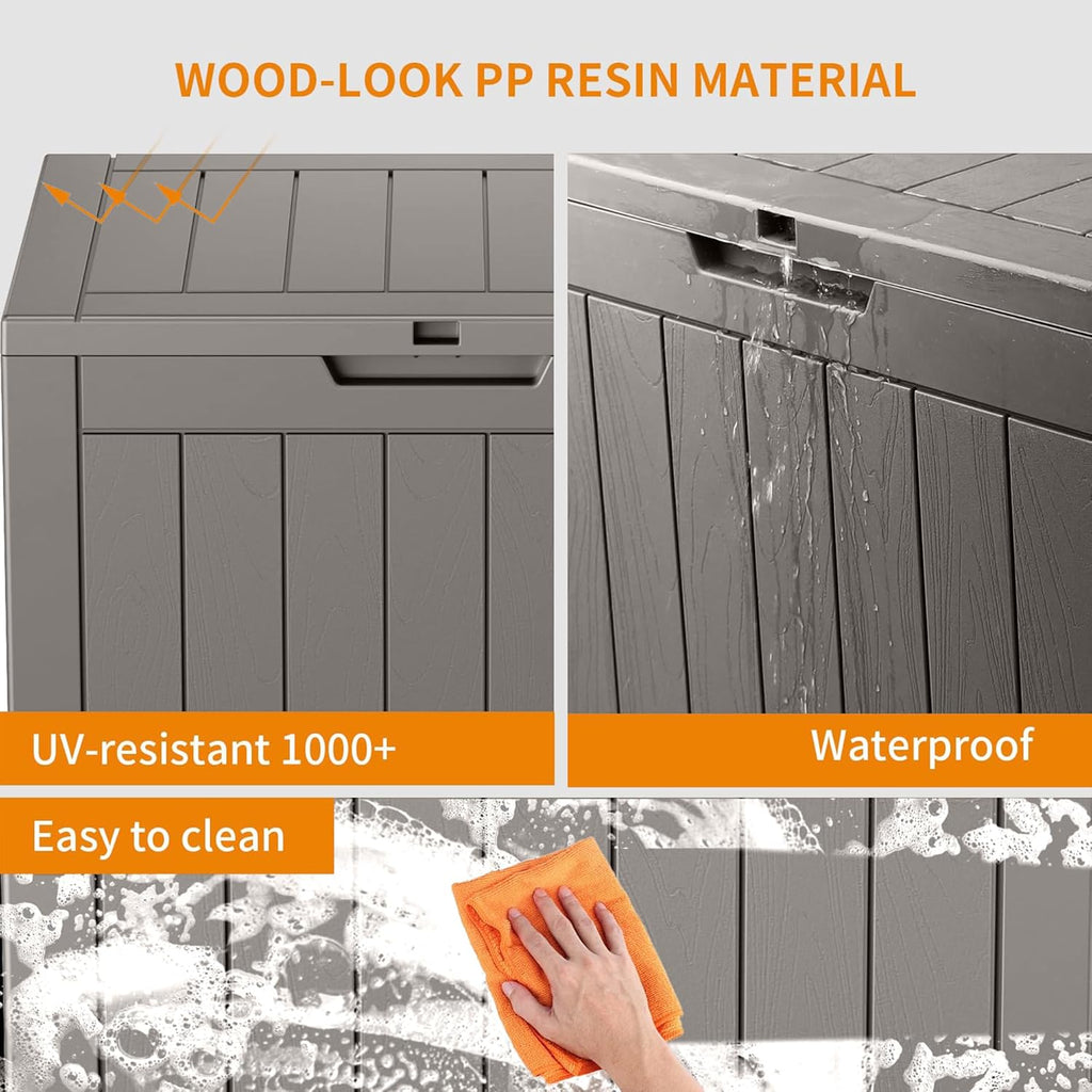 80 Gallon Resin Deck Box, Lockable Patio Outdoor Storage Box for Furniture, Garden Tools and Tools Storage, Waterproof Outside Storage Box - Black