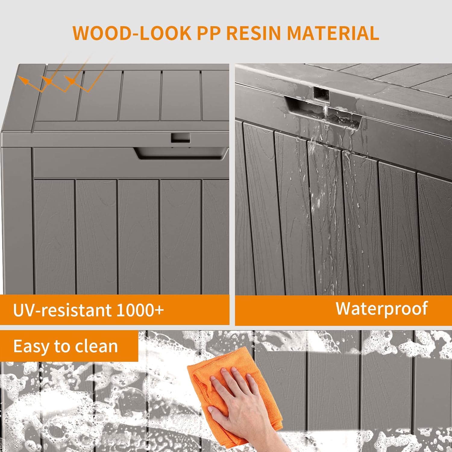 80 Gallon Resin Deck Box, Lockable Patio Outdoor Storage Box for Furniture, Garden Tools and Tools Storage, Waterproof Outside Storage Box - Black