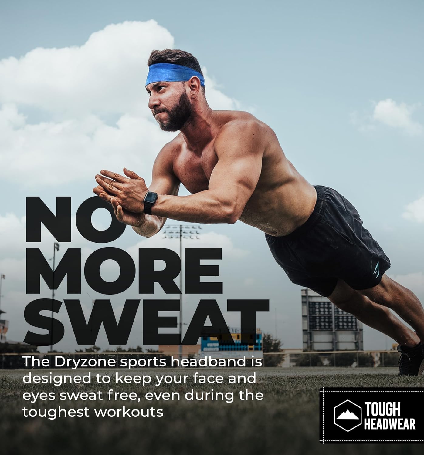 Tough Outfitters Headband for Men - Mens Headbands - Working Out Sports Performance Head Bands - Athletic Cycling Running Sweat Band, Football Headbands - Sweat Bands Men/Women