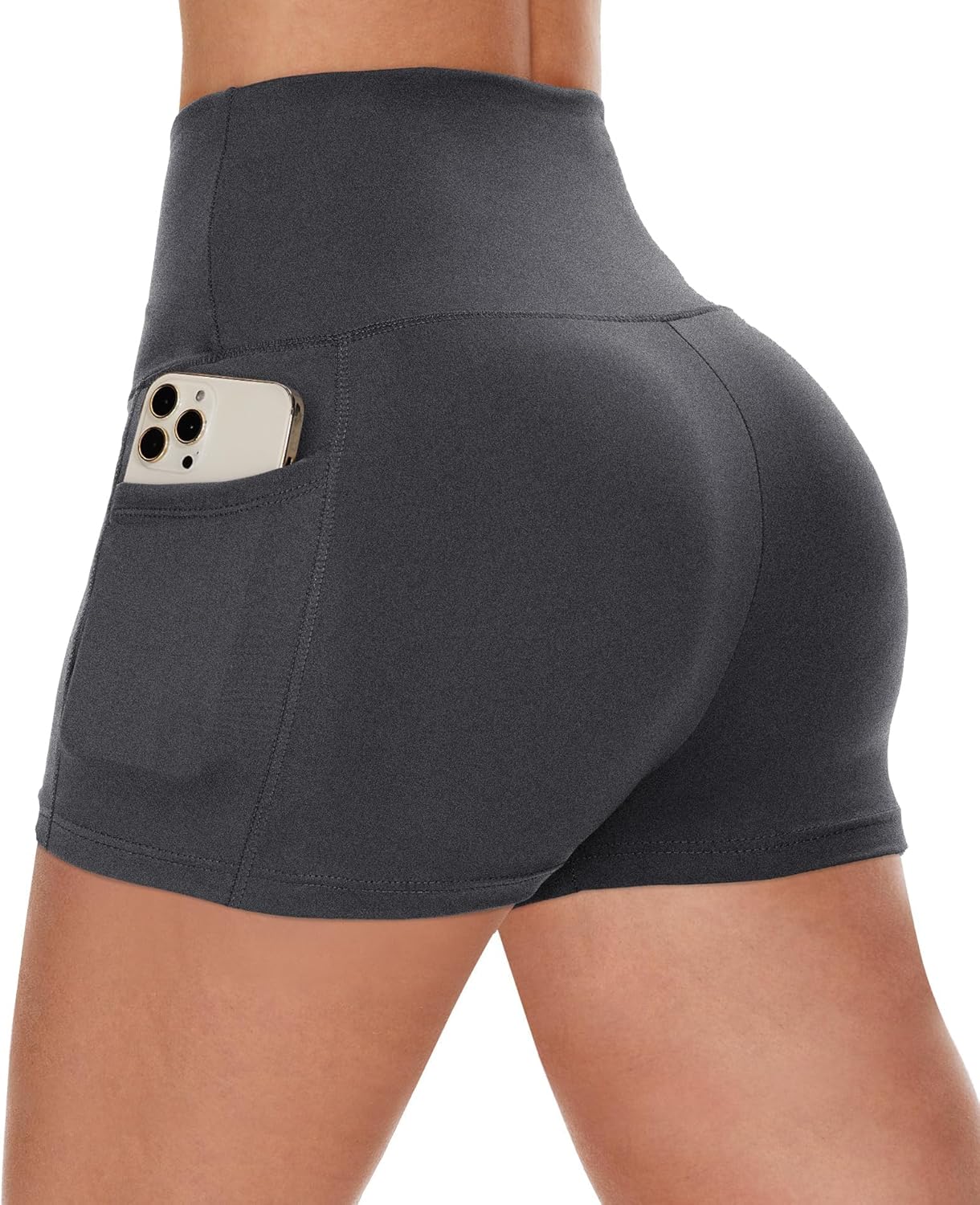 CAMPSNAIL Biker Shorts Women with Pockets - 3"/5"/8" High Waisted Workout Spandex Tummy Control Gym Running Yoga Shorts