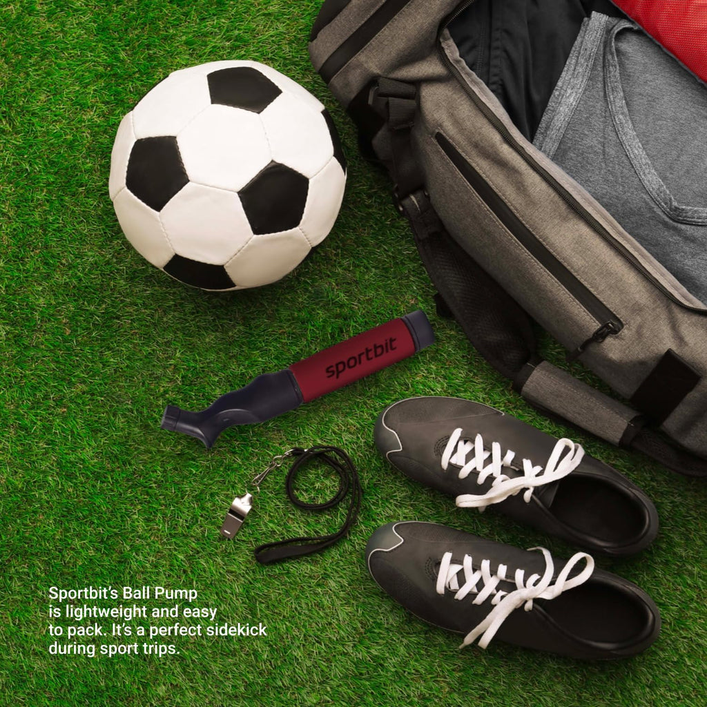 SPORTBIT Ball Pump for Sports Balls - Push & Pull Inflating System - Hand Pump for All Exercise Balls - Volleyball Pump, Basketball Inflator, Football & Soccer Ball Air Pump - Goes with 5 Needles Set