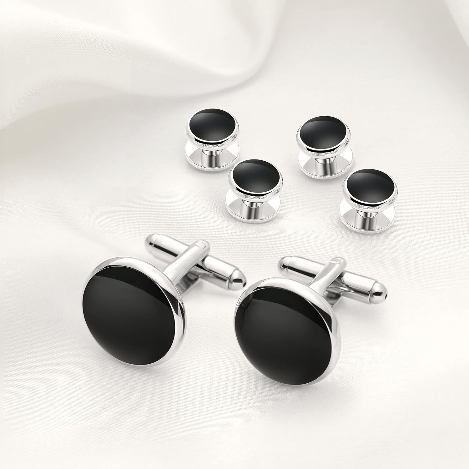 Zealmer 316L Stainless Steel Cufflinks Shirt Studs Business Wedding Gifts for Men