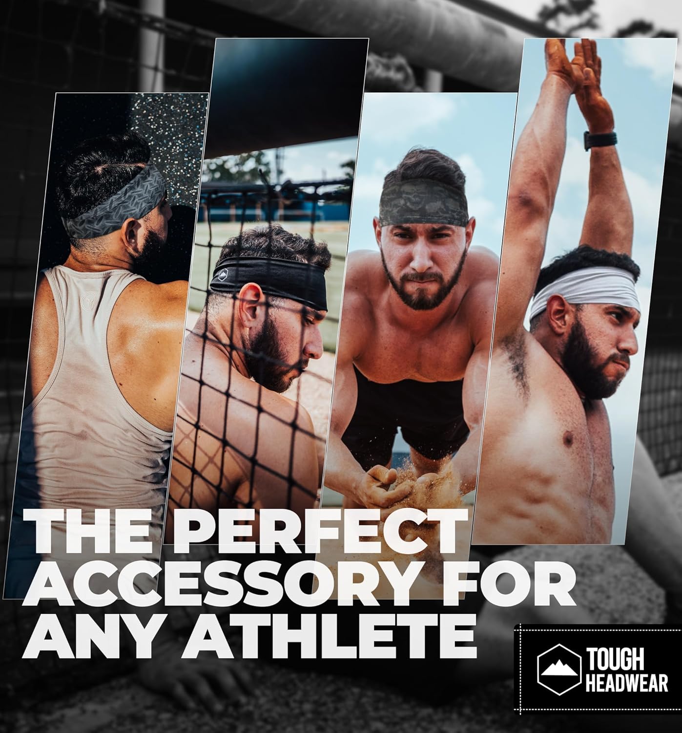 Tough Outfitters Headband for Men - Mens Headbands - Working Out Sports Performance Head Bands - Athletic Cycling Running Sweat Band, Football Headbands - Sweat Bands Men/Women