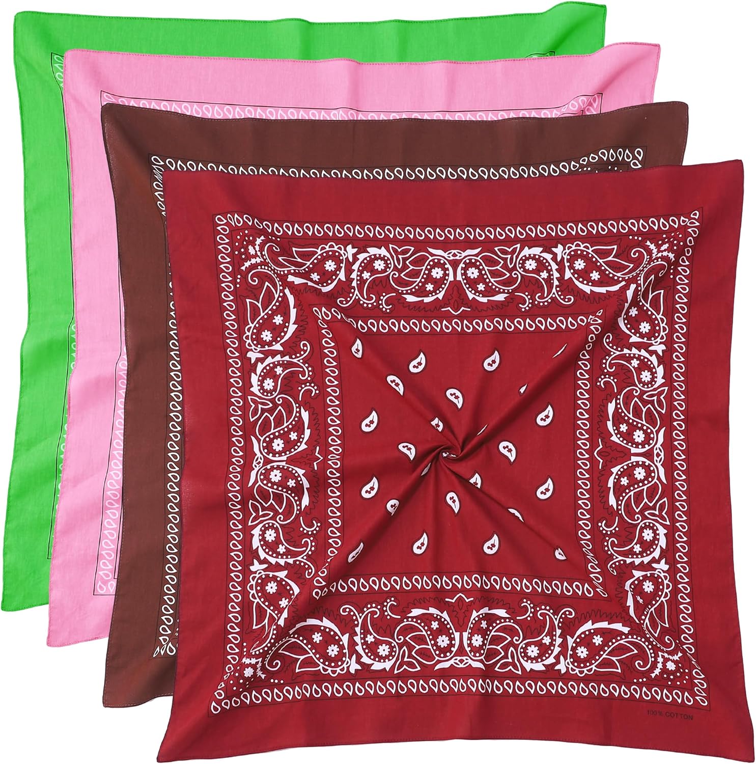 100% Cotton 27" x 27" Large Bandanas for Men & Women, Multi-Purpose Bandana Headbands, Square Head Scarf