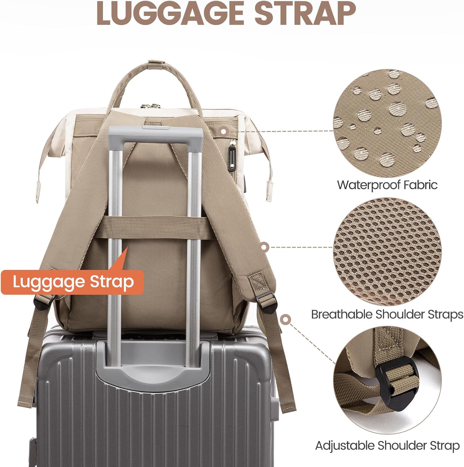 LOVEVOOK Laptop Backpack for Women, 15.6 Inch Work Business Backpacks Purse With Large Capacity, Waterproof Nurse Bag College Bookbag for School, Waterproof Casual Daypack for Travel