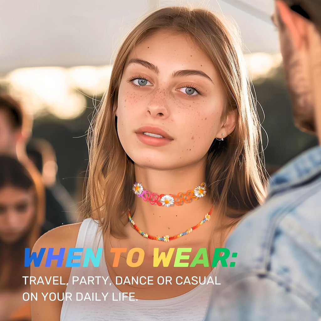 BodyJ4You 2PC Tattoo Choker Necklace - 90s Choker Necklace Women - 2000s Y2K Black Chokers Rainbow Choker - Butterfly Ying Yang Unicorn Rainbow Charms - Stretchy Elastic Necklace