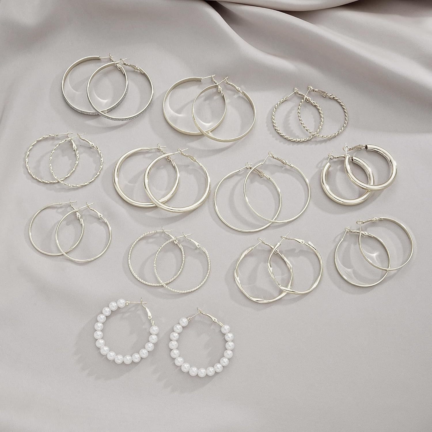 Gold Hoop Earrings Set for Women, 12 Pairs Hypoallergenic Large/Big Thin Thick Gold Hoops Earrings Loop Pack for Jewelry Gift 40mm/50mm