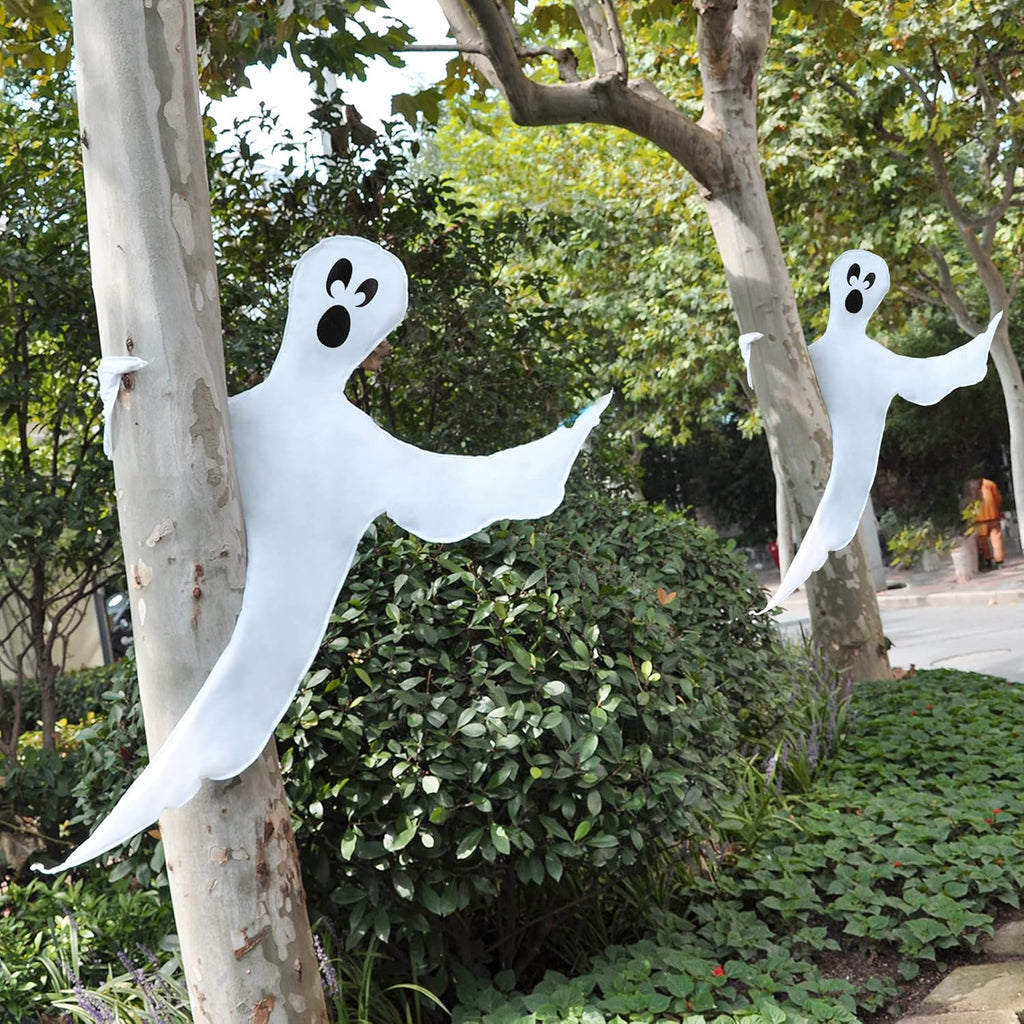 JOYIN 2 Pcs 53" Halloween Decoration Outdoor, Halloween Bendable Hanging Ghost for Lawn, Tree, Pilar Decorations, Tree Wrap Ghost Party Supplies