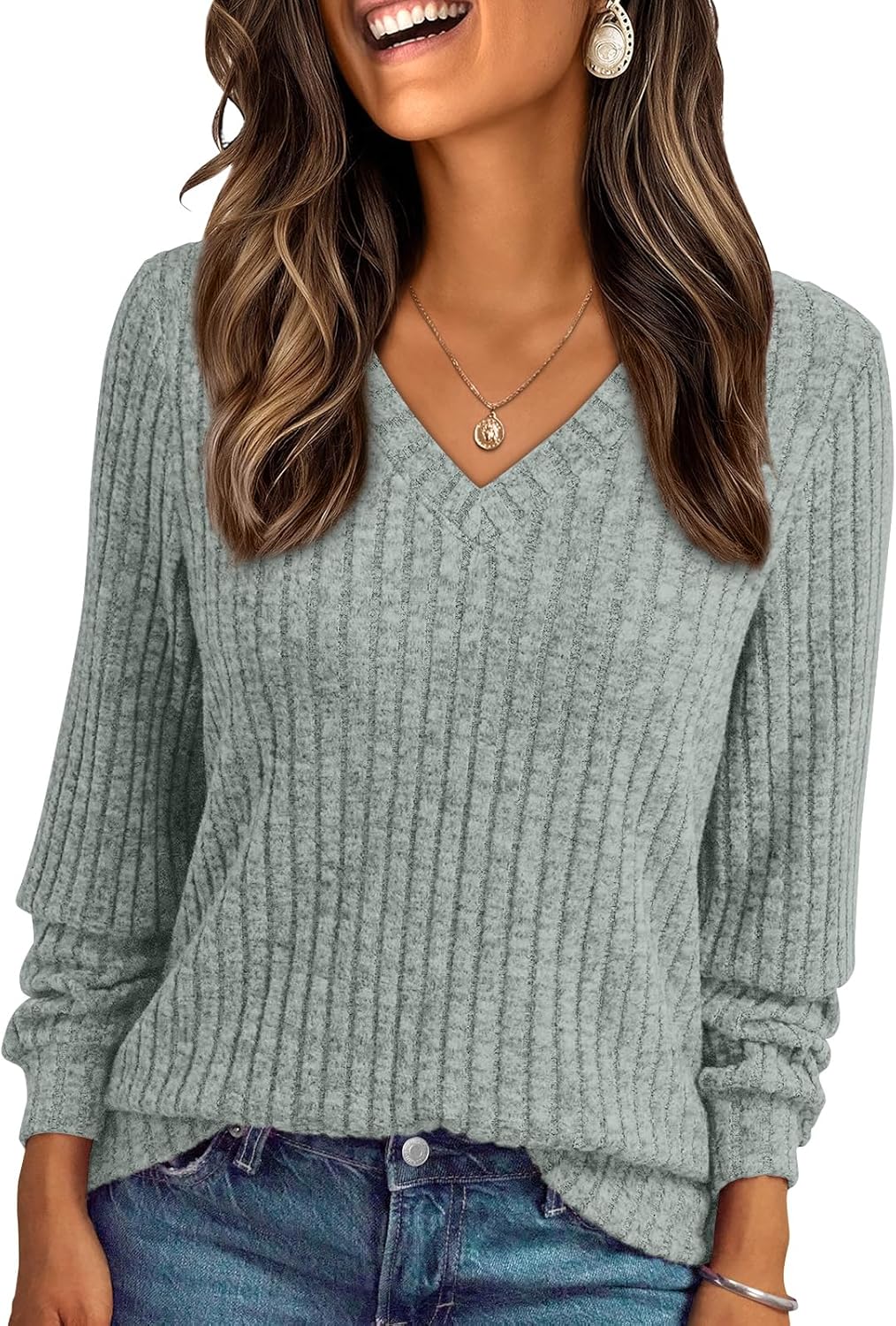 AUTOMET Womens V Neck Long Sleeve Shirt Fall Fashion Tops Tunic Dressy Casual Sweater Clothes Cute Trendy Work Outfits 2025